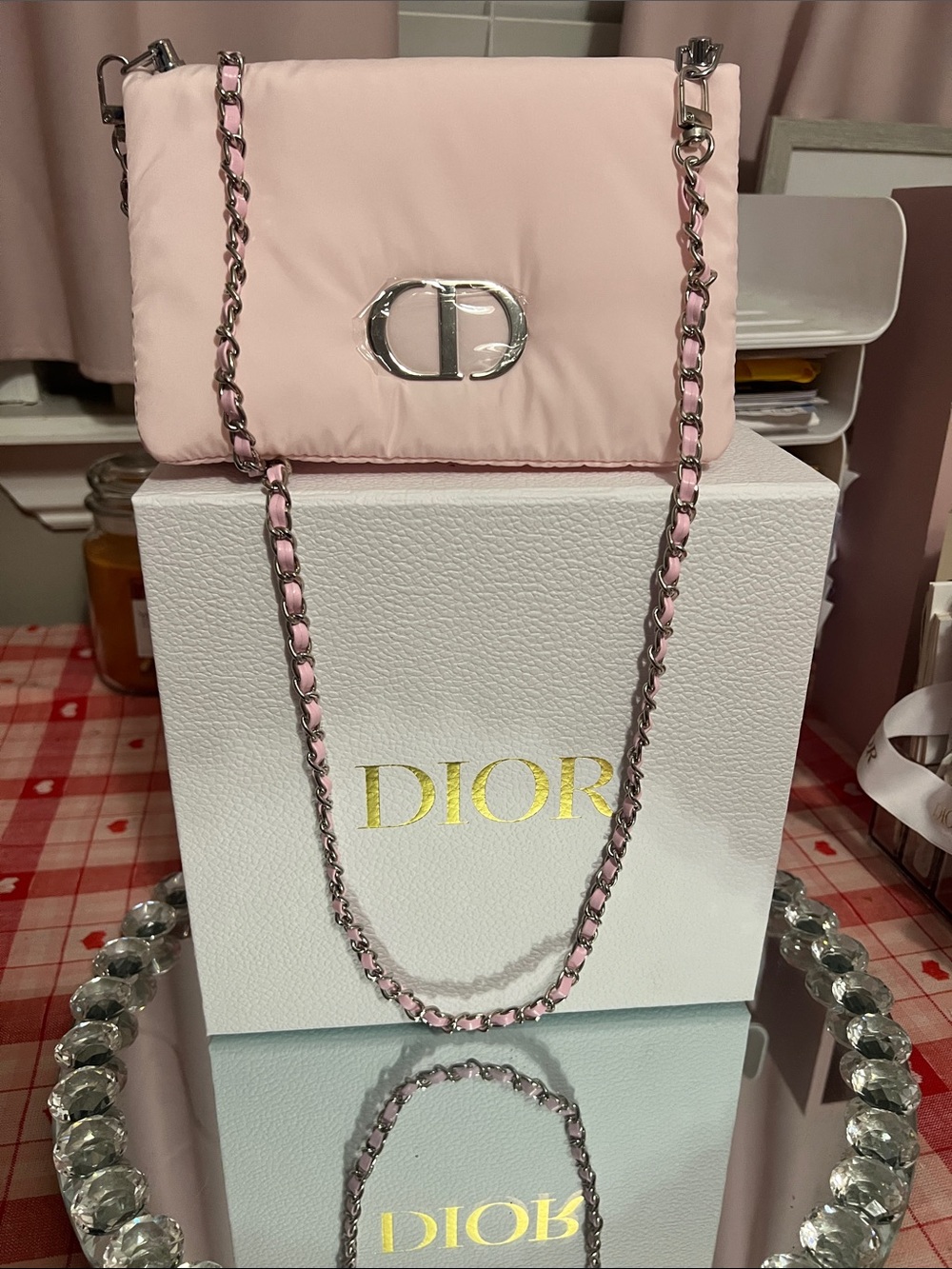 Dior Light Pink CD Flap Crossbody with Silver Chain - Picture 3 of 6